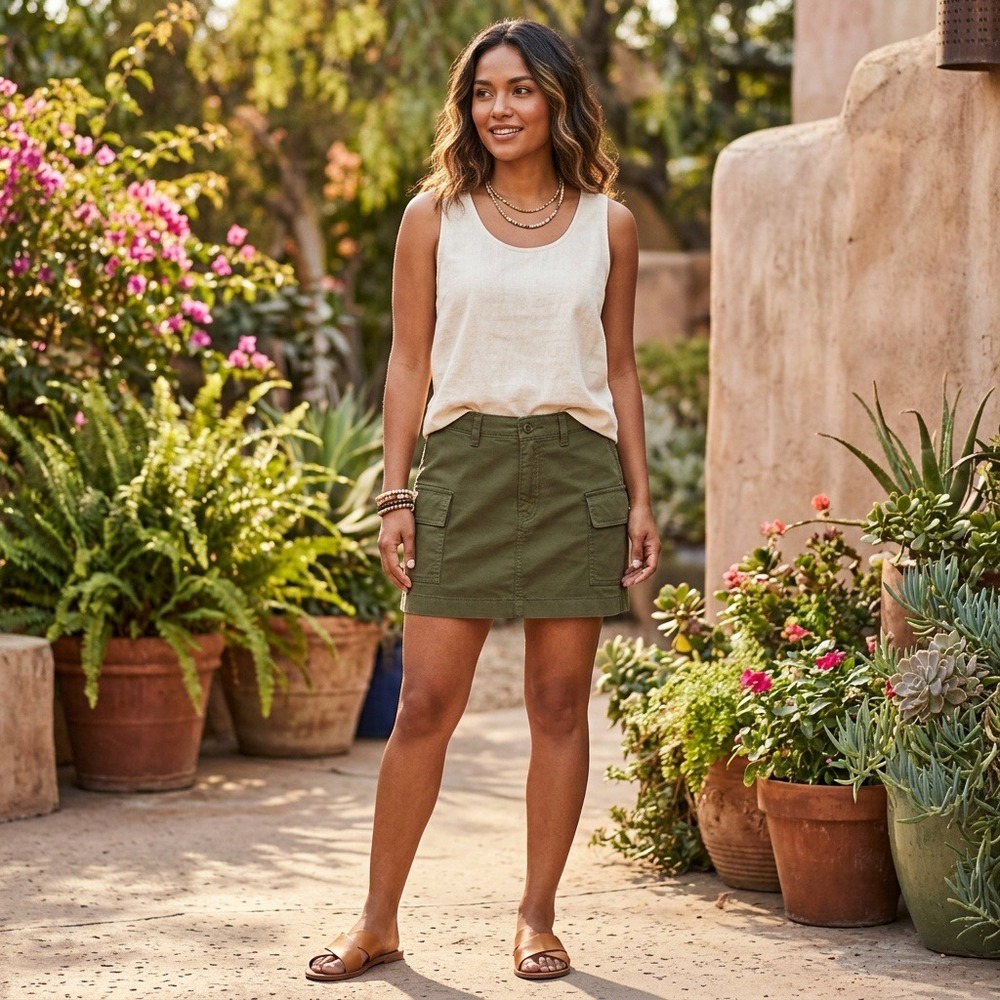 Levis 94 Cargo Skirt Olive Green Utility Mini Skirt W28 A7520-0001